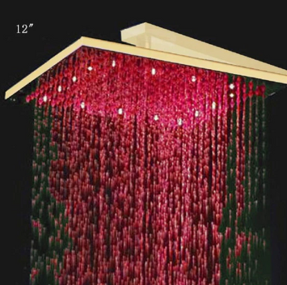 12" Square Rainfall LED Shower Head