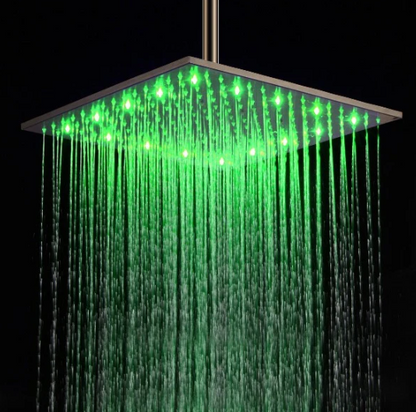 16" Square Rainfall LED Shower Head